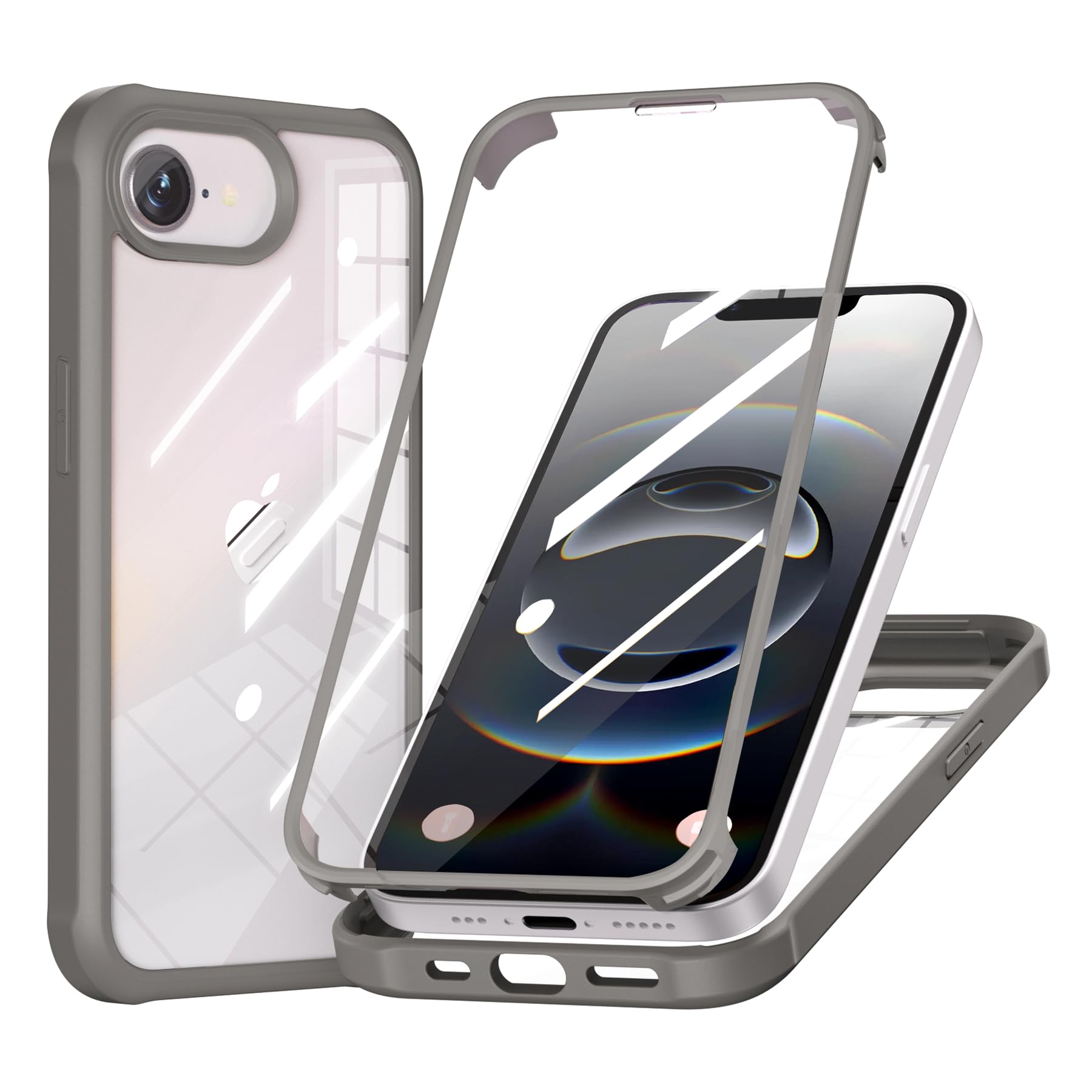 Amazon.co.jp: MQman iPhone16e ケース 両面透明 前面ガラス+