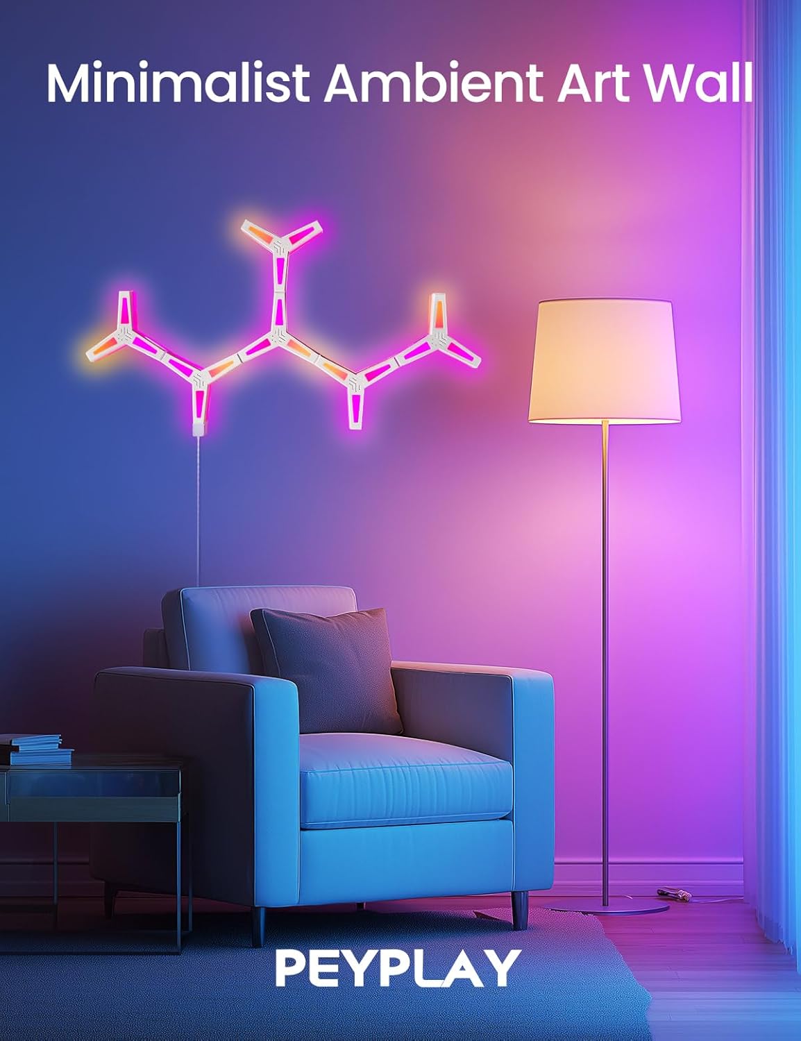 Y Shape Light Panels – DIY Modular Wall Light for Gaming Room, Music Sync Smart APP Control, Custom Color Scenes for Bedroom & Studio Decor