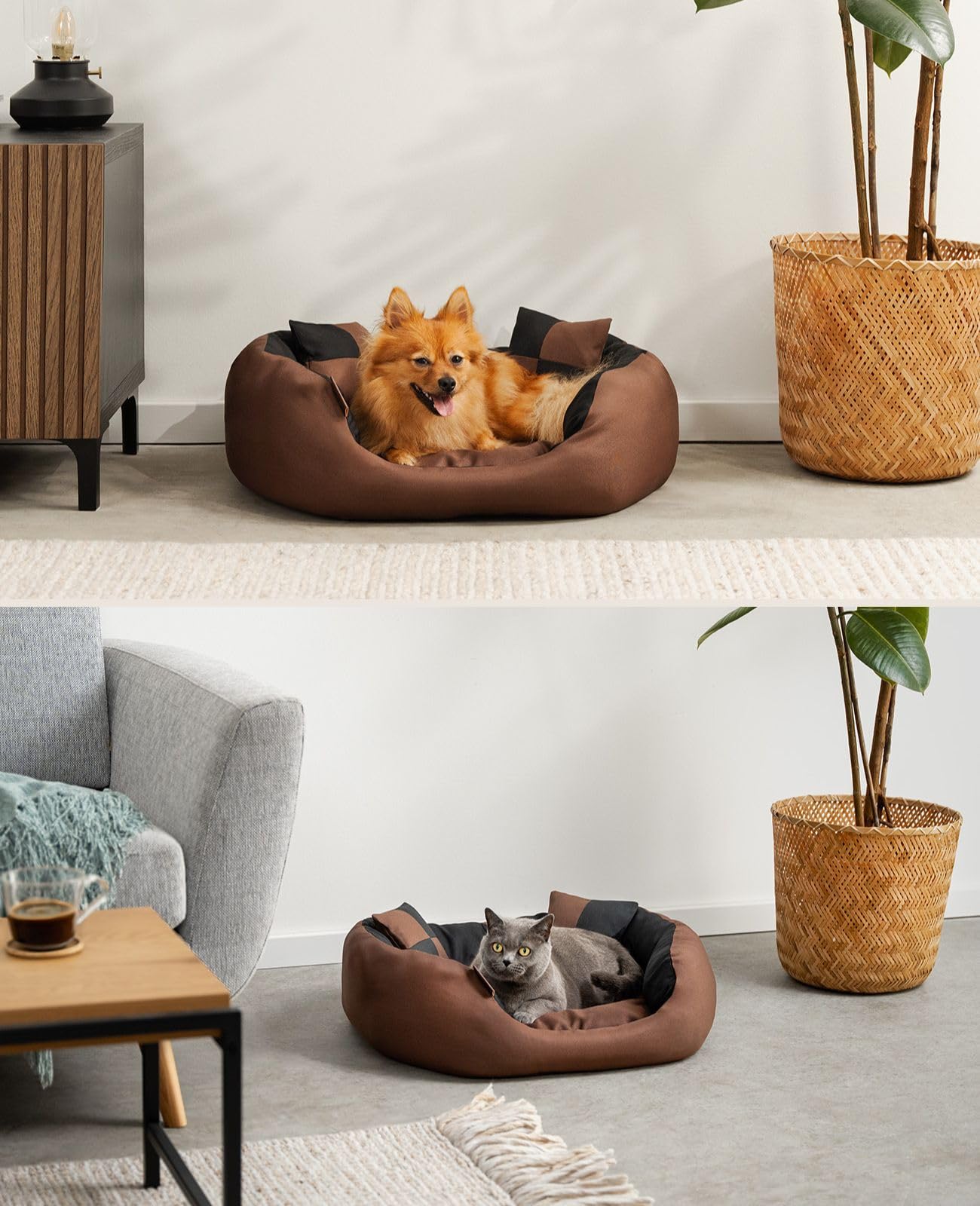 lionto 4 in 1 Lettino per Cane, (S) 65x50 cm Nero/Marrone