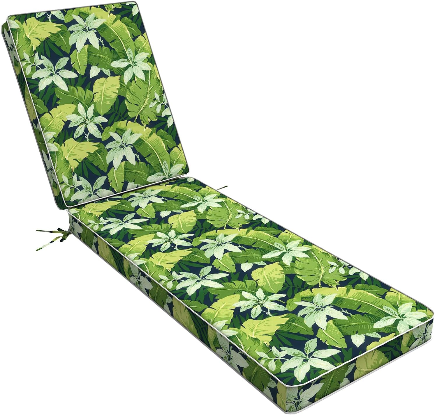 LVTXIII Outdoor Chaise Lounge Cushion with Non-Slip Mat, 72 x 21 x 3 Inch Patio Water-Repellent Lounge Chair Seat Cushions for Pool Side Use, Jungle Leaves