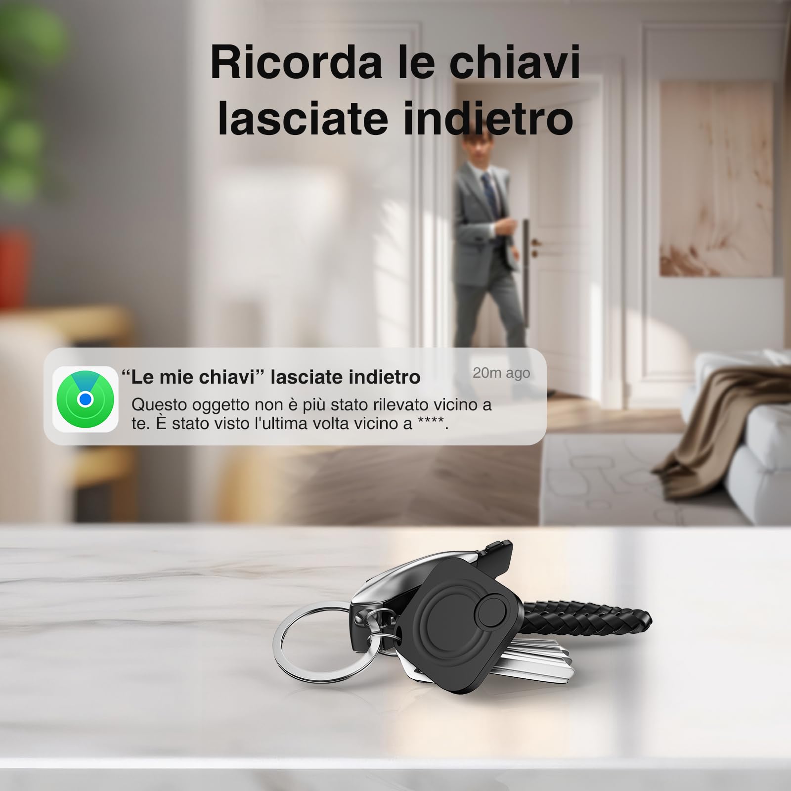 Localizzatore GPS - 2 pezzi Smart Tag compatibile con Apple Find My (Solo iOS 14.5+), Localizzatori Bluetooth Trova Chiavi Impermeabile IP67, per Valigia/Borsa/Bambini/Cani, Batteria Sostituibile
