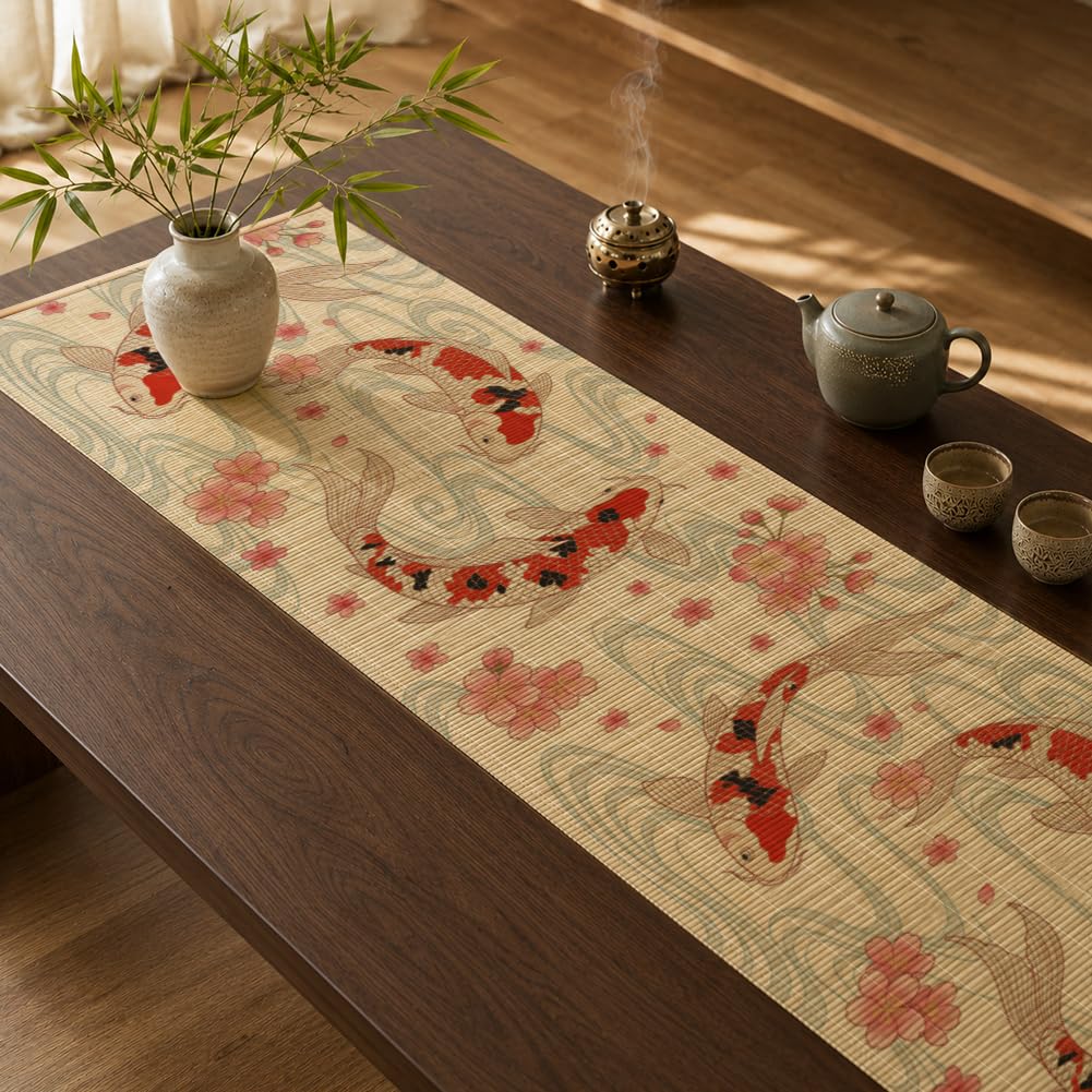 ANATTASOUL Carp Bamboo Table Runner for Home Kitchen Decor(47.2"*11.8") — image 1
