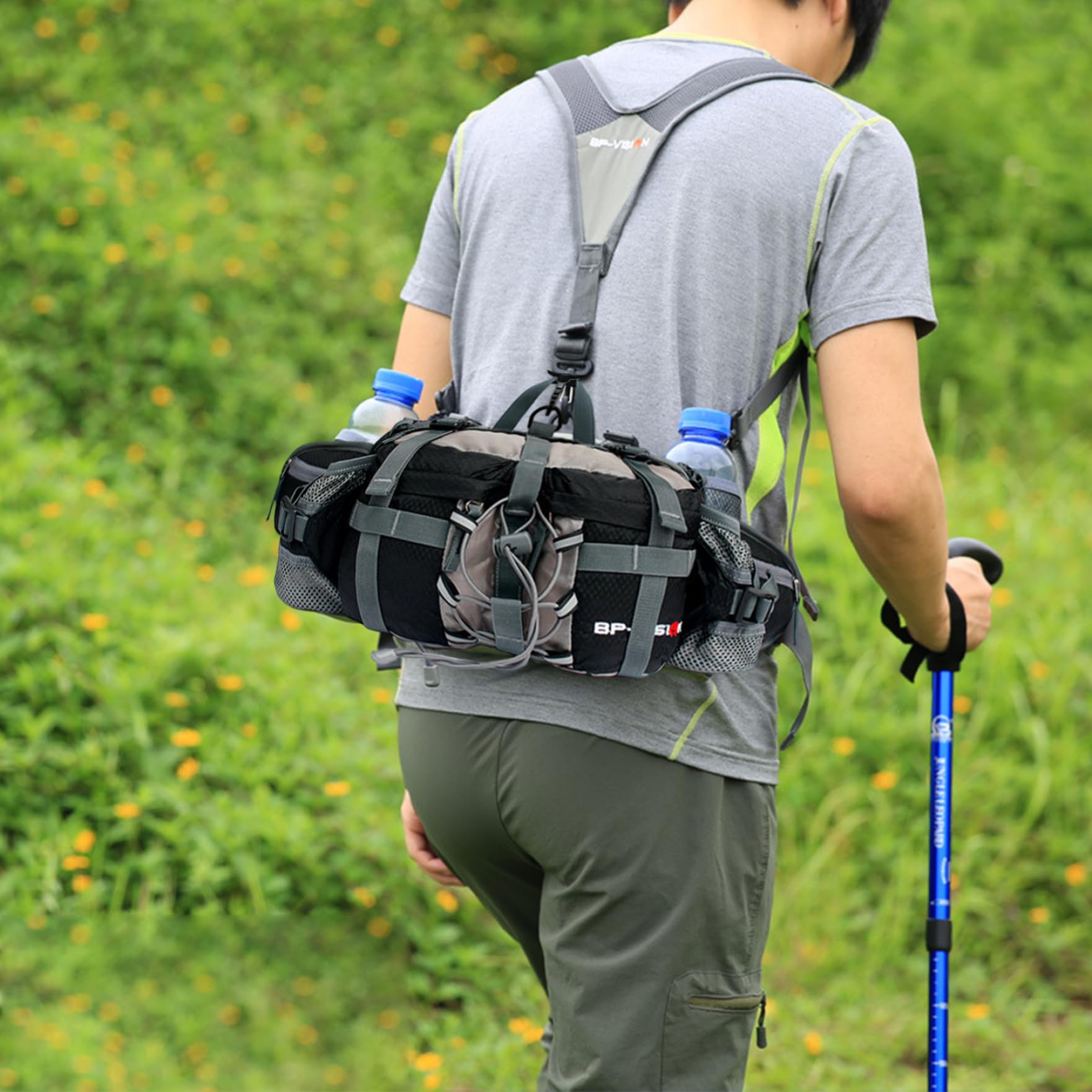 Riñonera Impermeable para Senderismo, riñonera con Soporte para Botella de Agua para Correr y Actividades al Aire Libre