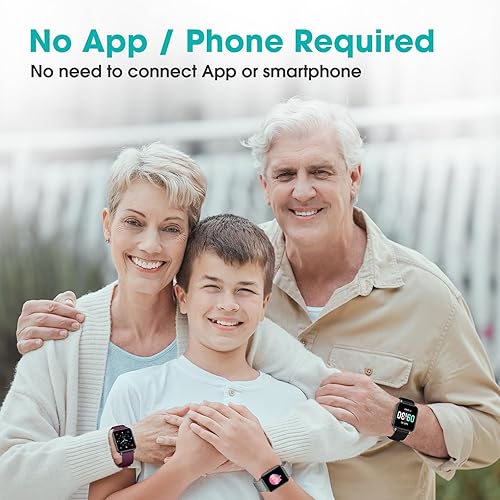 Vista 2 de Reloj podómetro, apto para personas mayores, no requiere aplicación/teléfono, reloj de seguimiento de fitness impermeable con contador de pasos