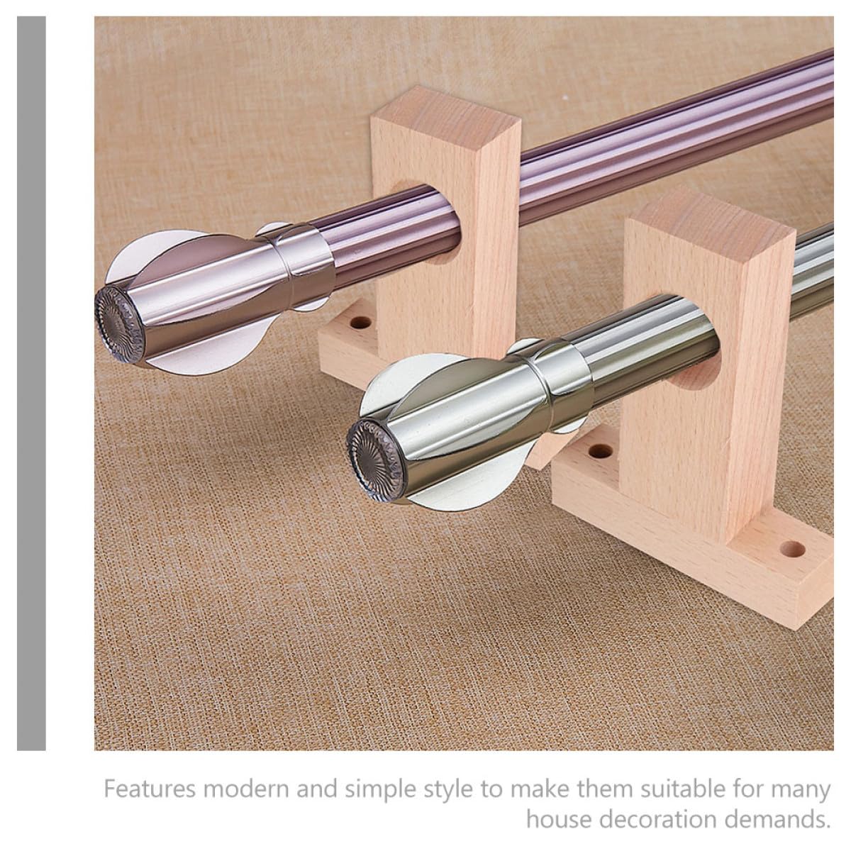 PACKOVE Supporto per Bastone Design Moderno e Semplice Beige 4 Pezzi per Tende in Legno Facile da Installare e Resistente Adatto per Casa e Ufficio