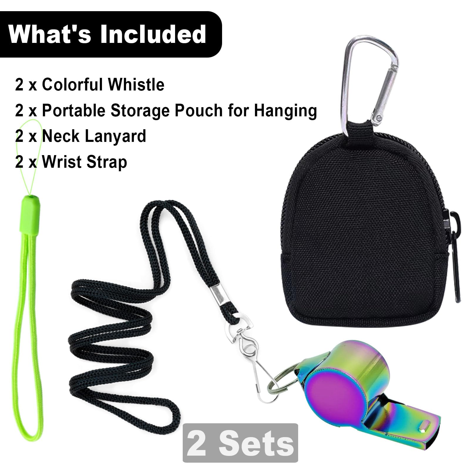 2 Sets Whistle for Coaches Sports Referee Whistle for Teachers Sports Emergency Whistle Survival Loud with Lanyard Includes Storage Pouch