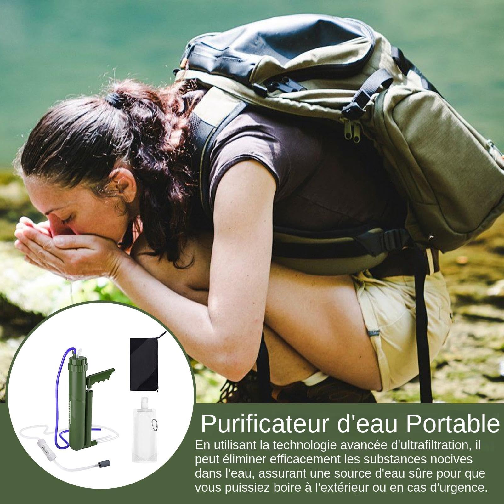 Camping Wasserfilter | Tragbares Wasserfilter-Set | Außenwasserreiniger | Einfach zu bedienende Pumpen- und Strohhalmoptionen, ideal für sicheres Trinkwasser bei Outdoor-Abenteuern