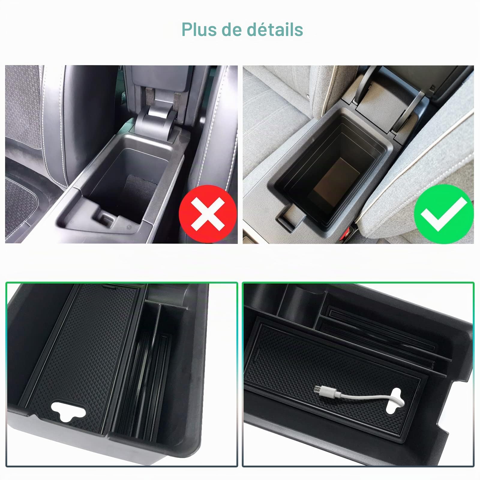 GAFAT Compatible avec Renault Megane E-Tech/Scenic E-Tech 2022-2024 2025 Boîte de Rangement pour Console Centrale, Megane ETech Accoudoir Organisateur Boîte à Gants, Accessoires Megane E-Tech (Noir)