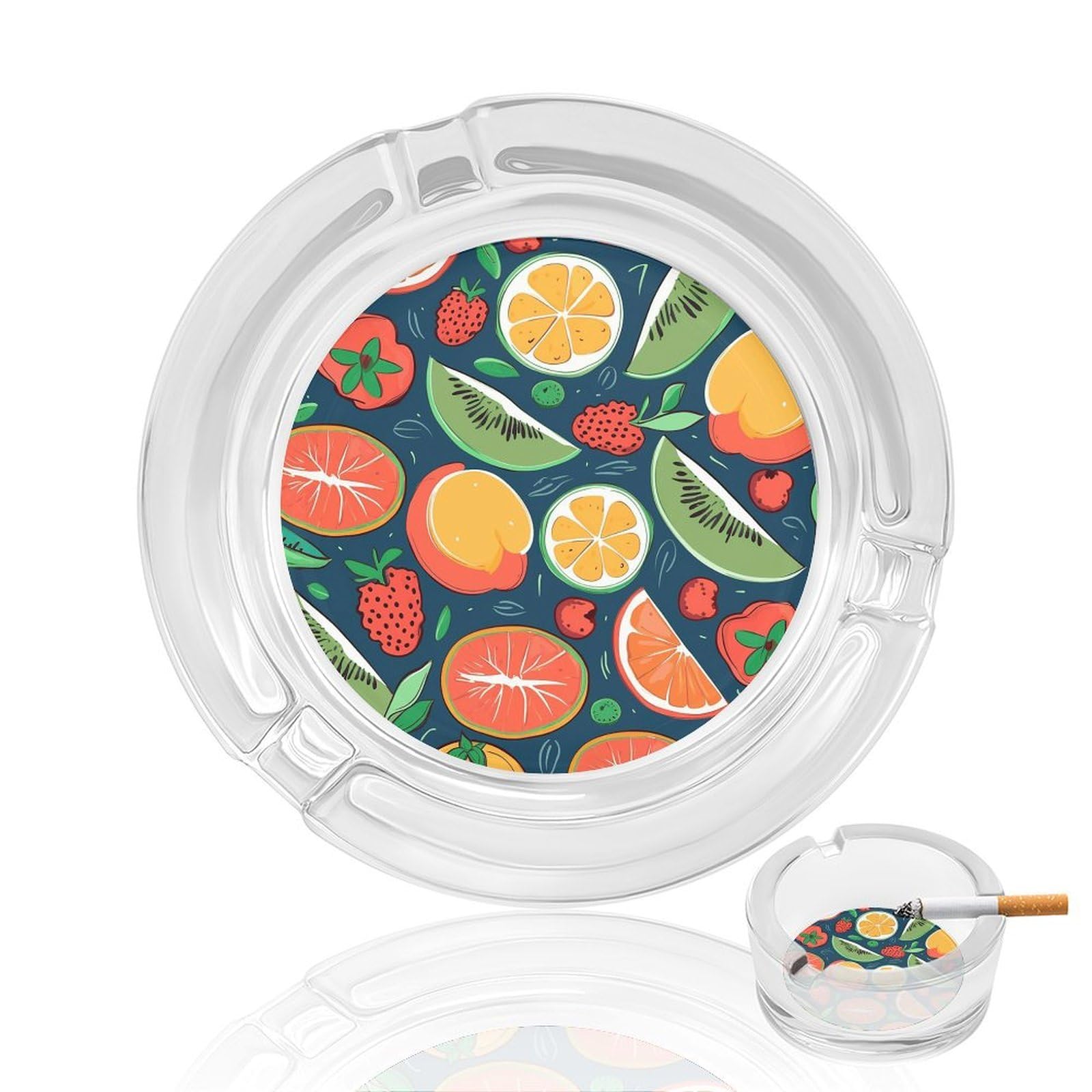 Cendrier de terrasse en verre décoratif motif fruits pour vos pauses jardin