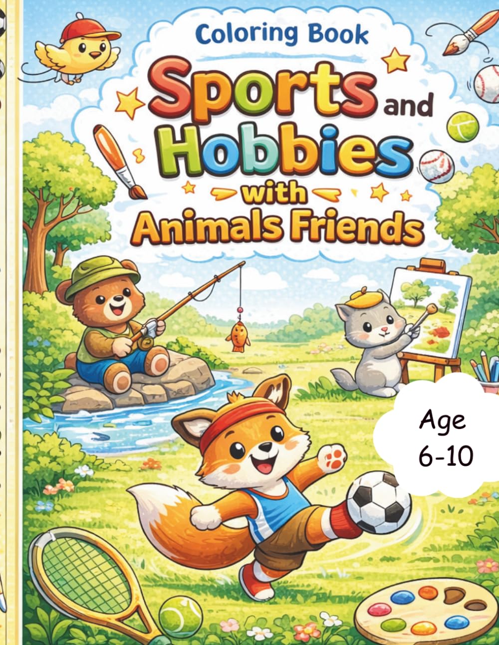 Sports and Hobbies with Animals friends Coloring Book: Fun Adventures & Creative Coloring for Kids ages 6-10+