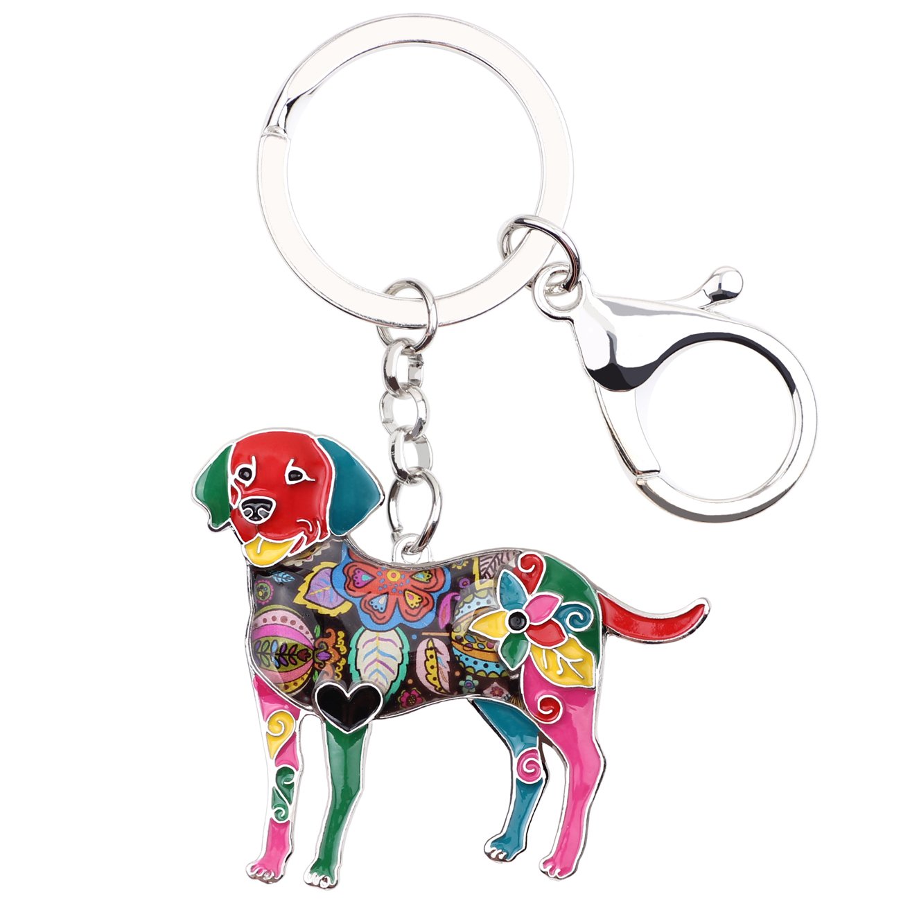 BONSNY Enamel Alloy Heart Labrador Retriever Dog Lover Key For Women Car Purse Charms (Multicolored)