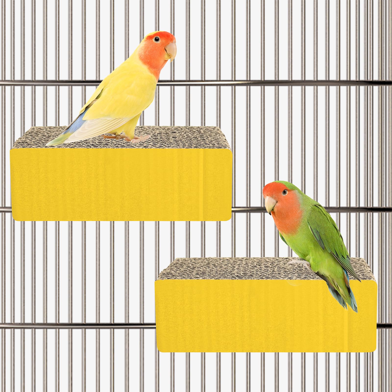 KSK Natural Wood Perch Platform For Bird Cage - Chewing Toy For Parakeets, Cockatiels, Parrots