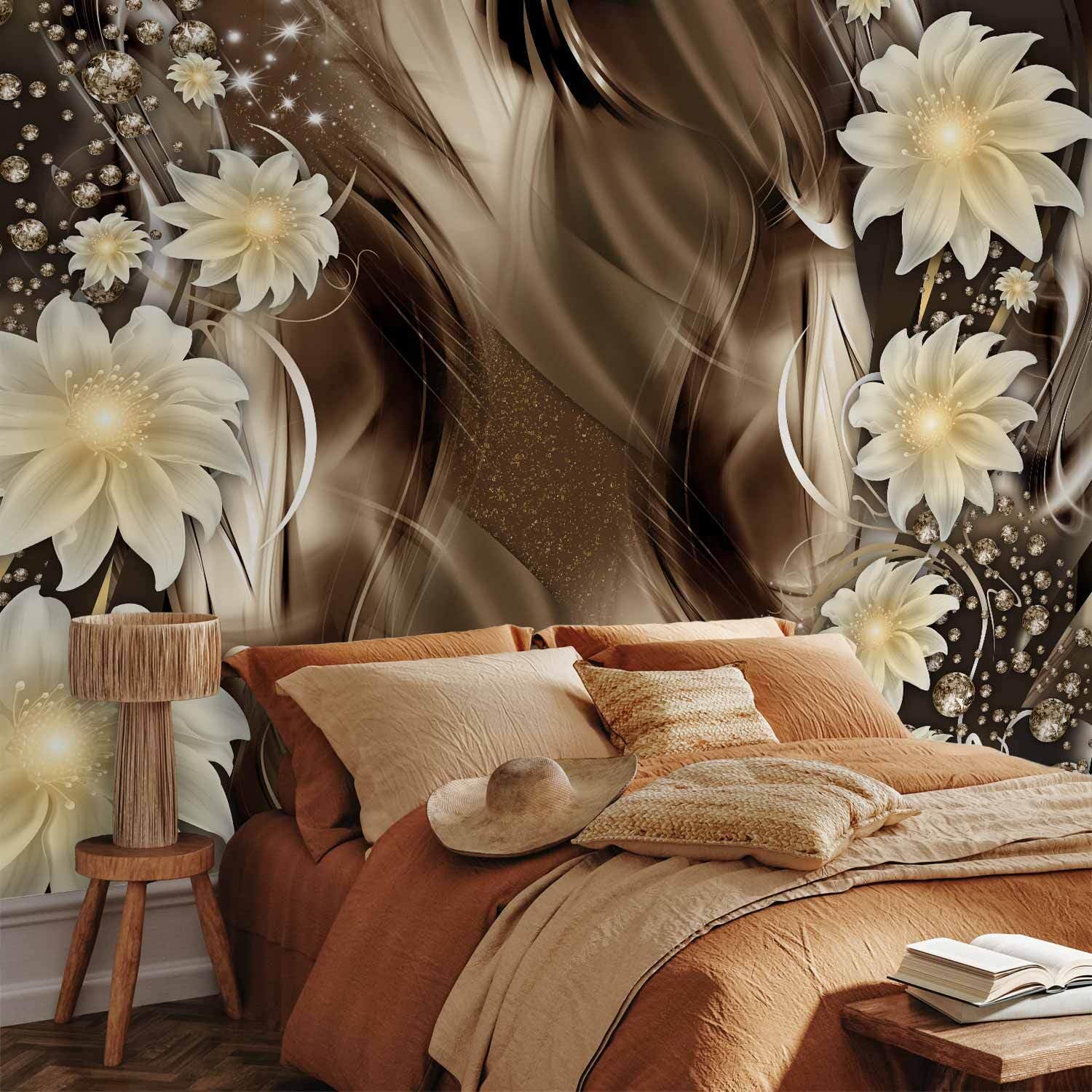 decomonkey Fototapete Abstrakt Blumen, 400x280 cm, XL, Diamant, Vlies | Schlafzimmer, Wohnzimmer, Tapete, Fototapeten, Tapeten, Vliestapete, Wandtapete, moderne, Wandbild, Wand