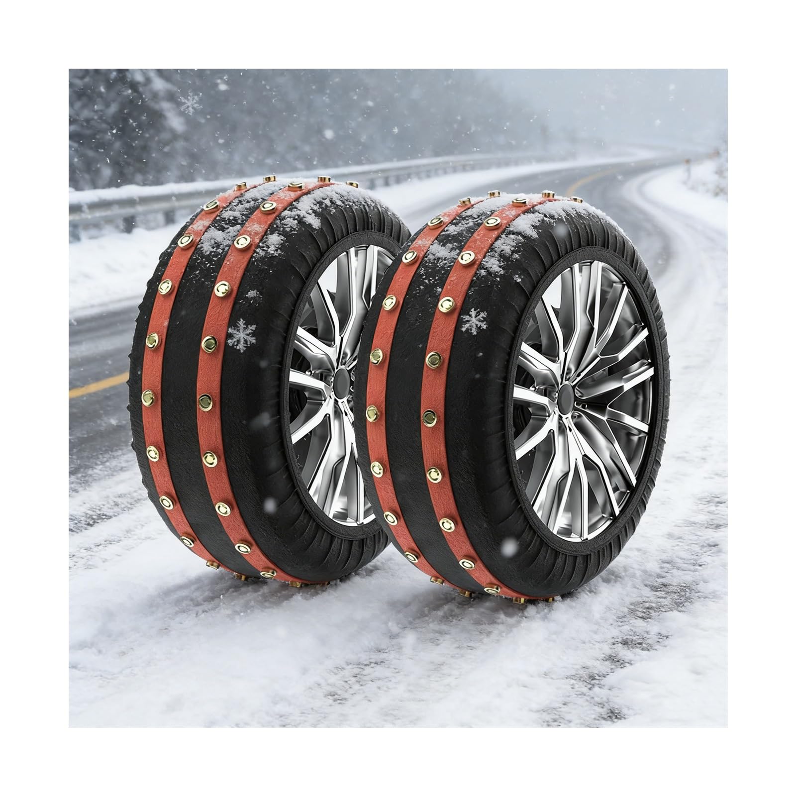 Paquete De 2 Cadenas Nieve Textil,Fundas Ruedas Nieve, For AutomóViles De Pasajeros, SUV, Camionetas, Camionetas, Antideslizantes, De Emergencia En Invierno(195/75R16)