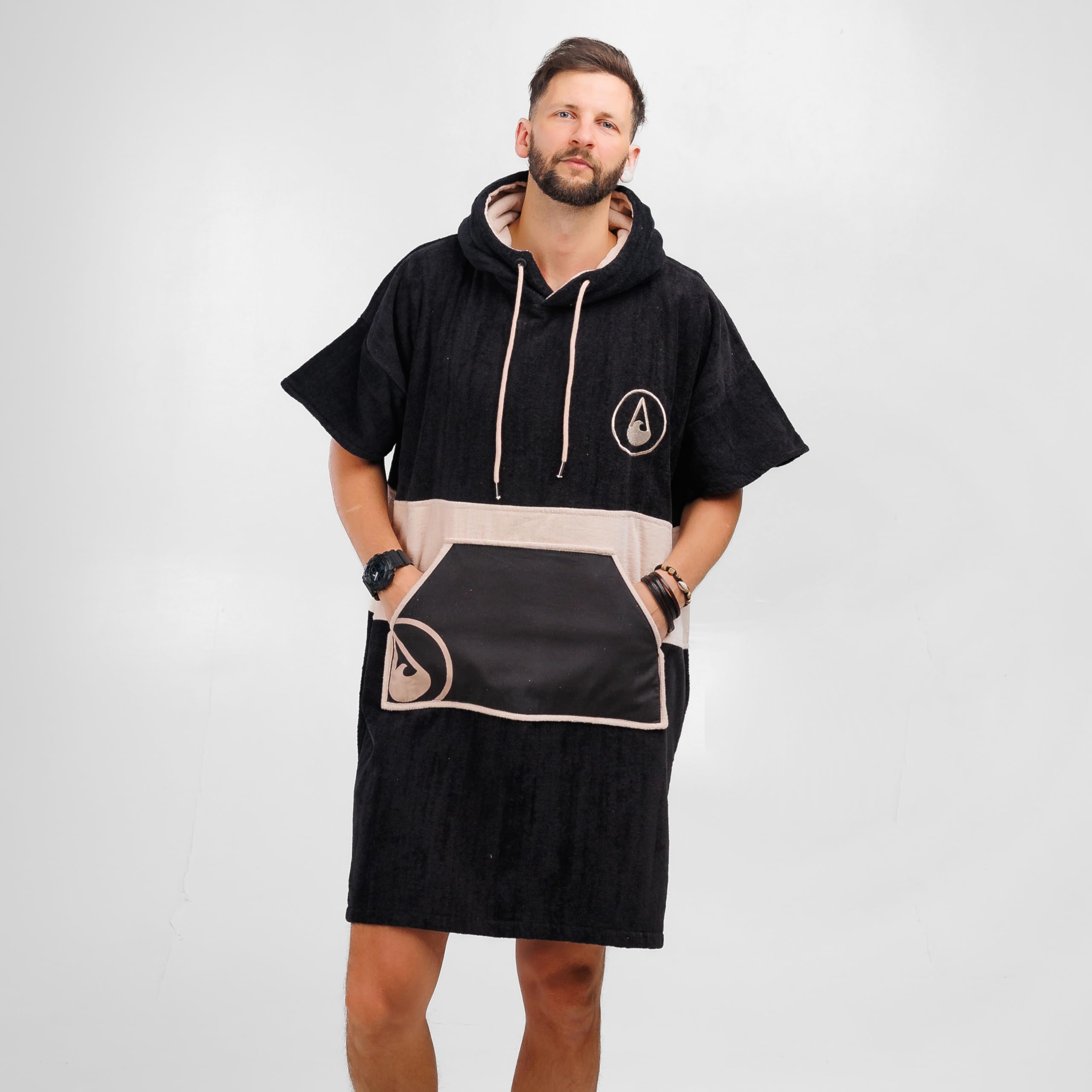 WAVE HAWAII Poncho Surf Algodón para Estaturas de 155 – 185 cm, para Natación, Playa y Toalla de Baño, Poncho de Ducha para Mujer, Hombre y Adultos (Barravento)