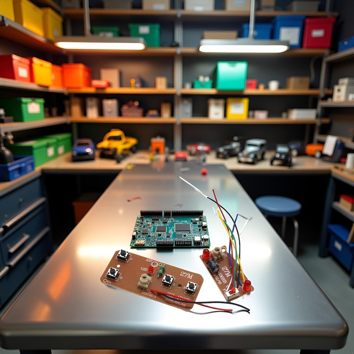 Placa de control remoto de 4 vías de 27 MHz, transmisor y receptor RC bidireccional, accesorios de modelo de robot de coche para piezas de proyectos de bricolaje (control de 2 motores)
