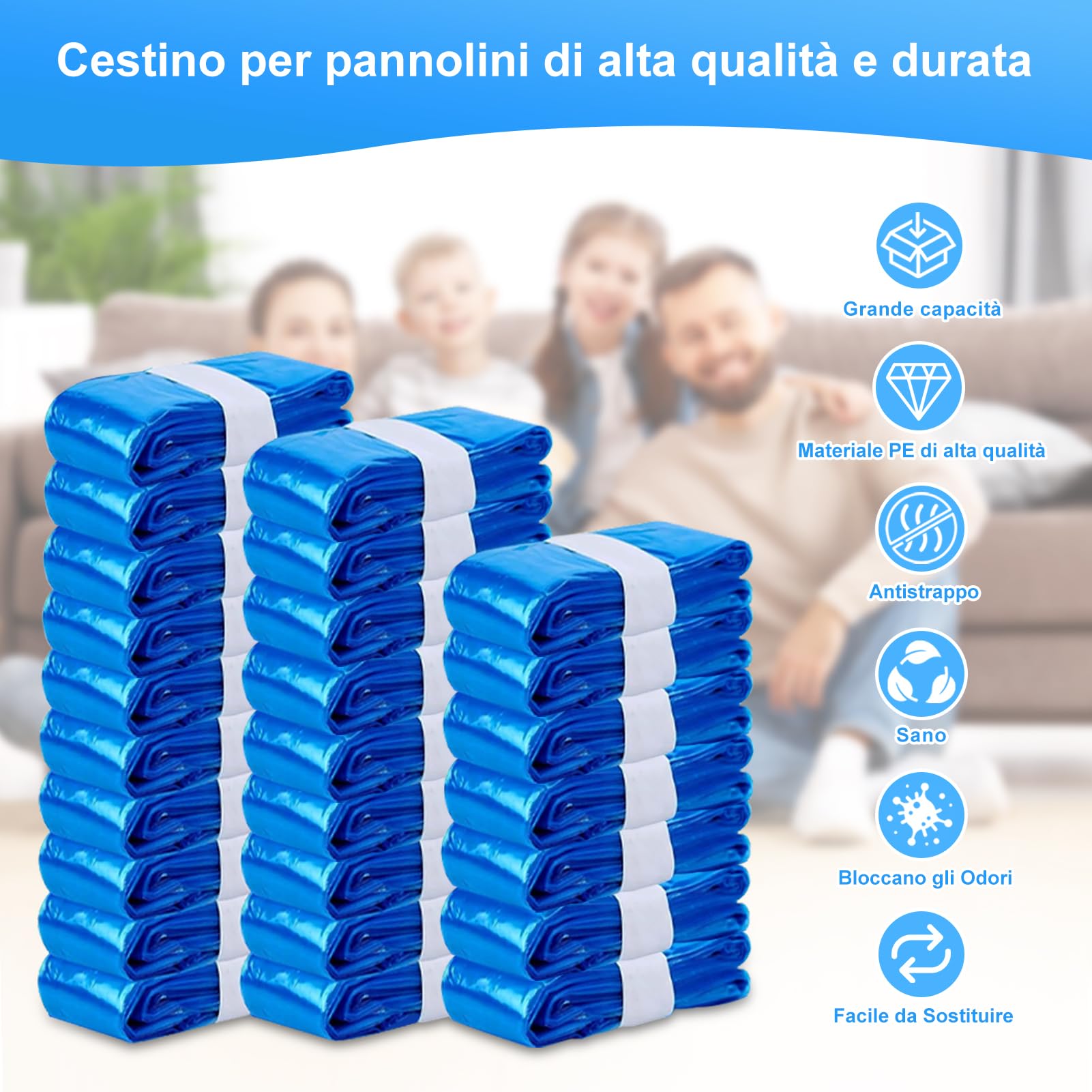 26 Pezzi Ricarica Mangiapannolini, Sacchetti Mangiapannolini Antiodore Inodore Addensata, Ricarica Mangiapannolini Compatibile Con Litter Locker, Con Twist & Click（4.5M）