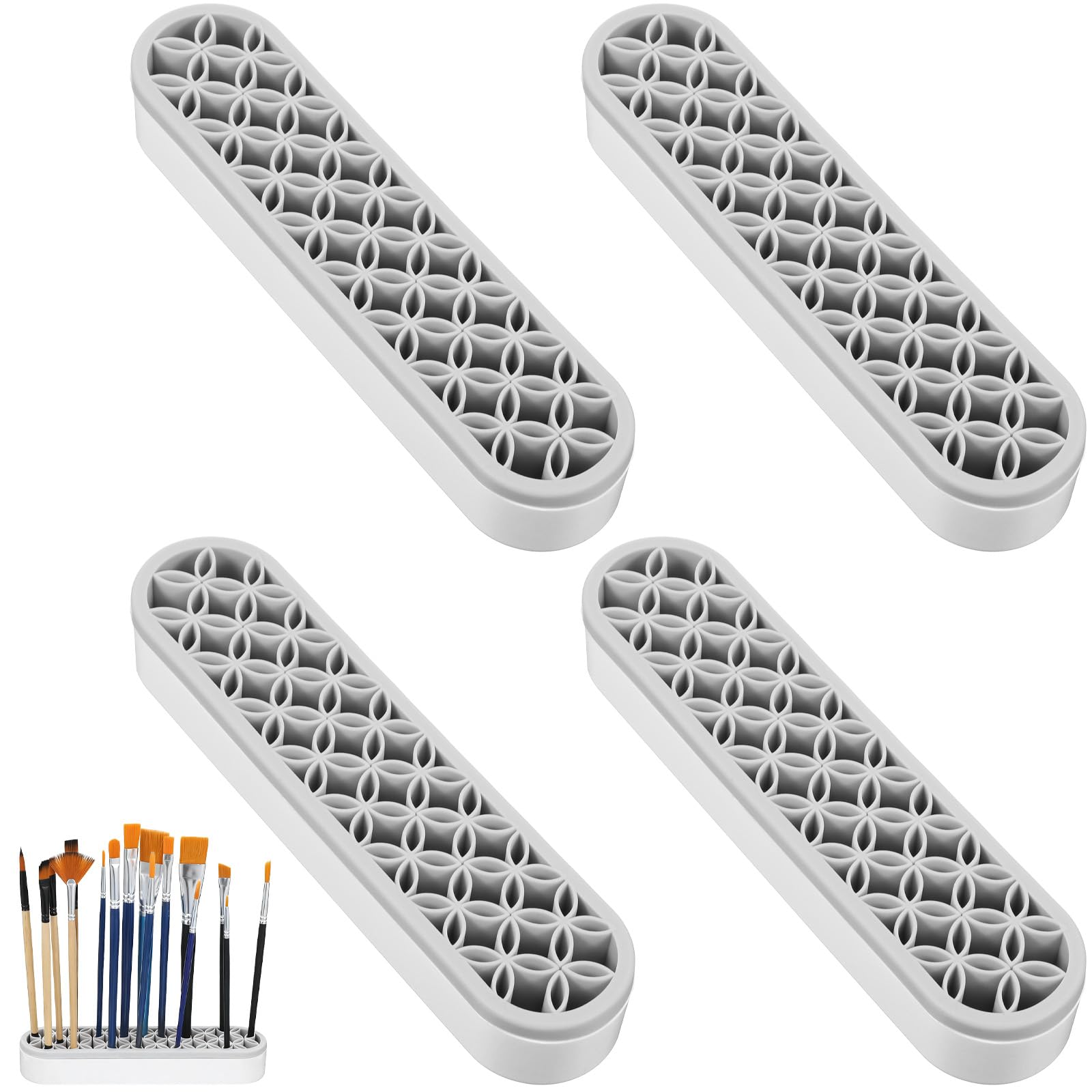 Lot de 4 supports de pinceaux de maquillage en silicone multi-usages, boîte de rangement de bureau pour pinceaux, eyeliner, fournitures artistiques, stylos de peinture, outils de couture