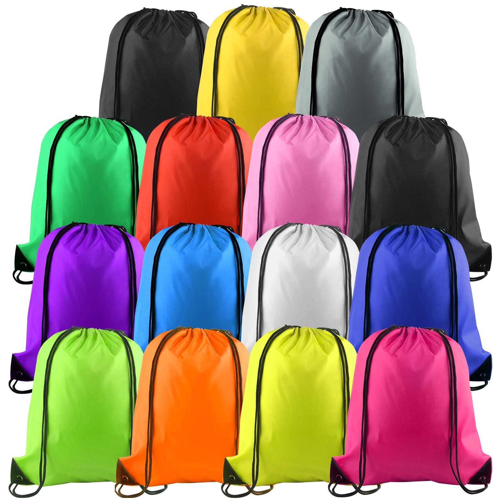 PLULON 15 Pcs Drawstring Bags Drawstring Backpack Bulk, Multicolor String Backpack Cinch Sack Sport Gym Bags for Yoga Traveling Outdoor Sports