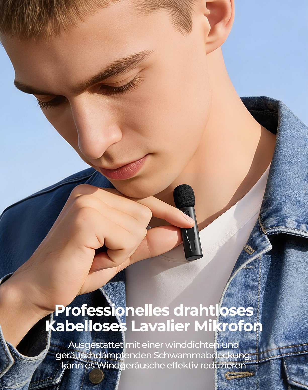 Kabelloses Lavalier-Mikrofon mit KI-Tonverbesserung, Einfach zu Bedienen Ideal für Live-Streaming, Videoaufnahmen und Interviews im Innen- oder Außenbereich Perfekt für YouTube TikTok und Vlog Schwarz