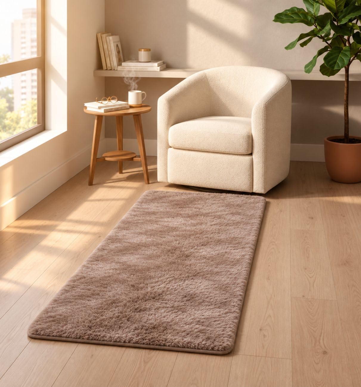 Faux Rabbit Fur Runner Rug - Soft Bedroom Decor -7