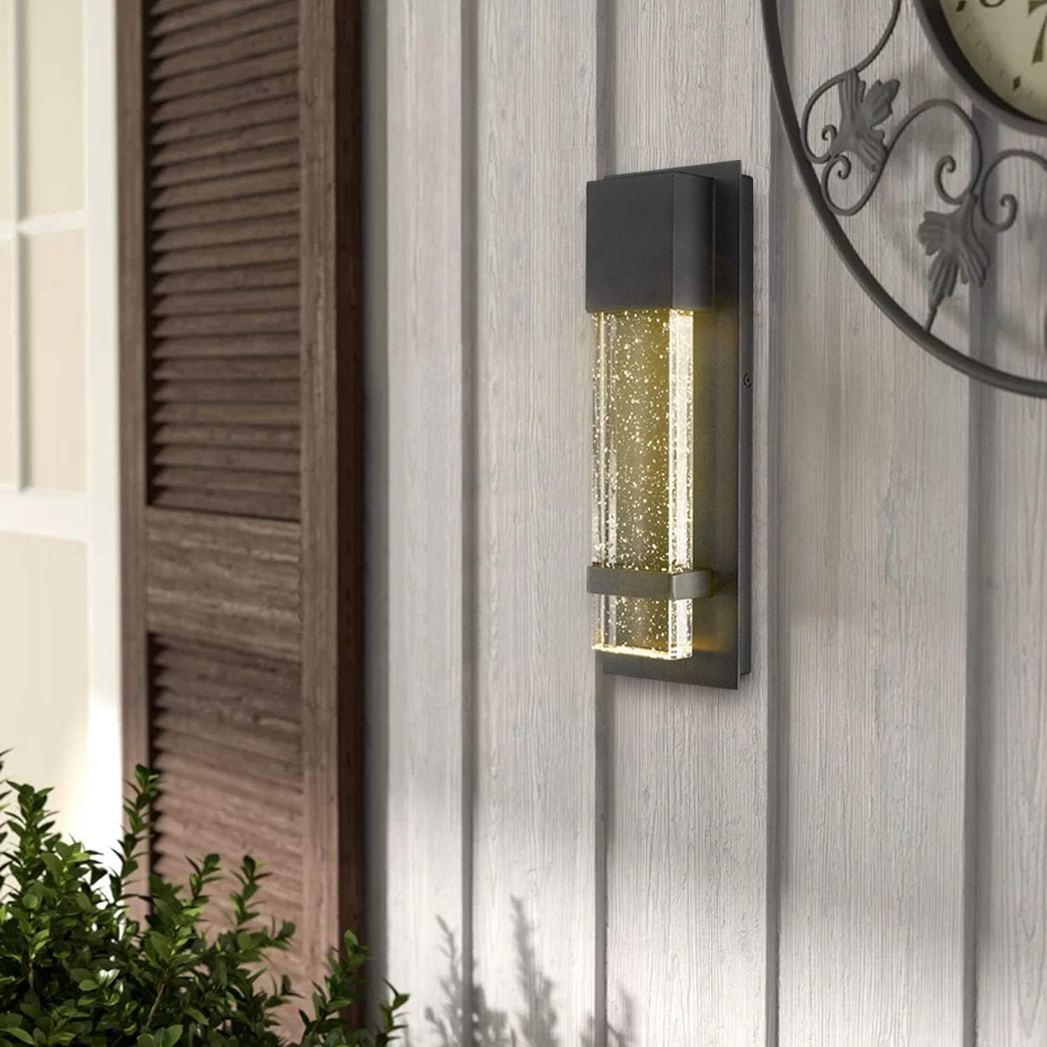 Flаѕh Sаlе Emliviar Indoor Outdoor LED Wall Sconce Light, Modern Wall Lamp in Black Finish with Bubble Glass, 0395-WD