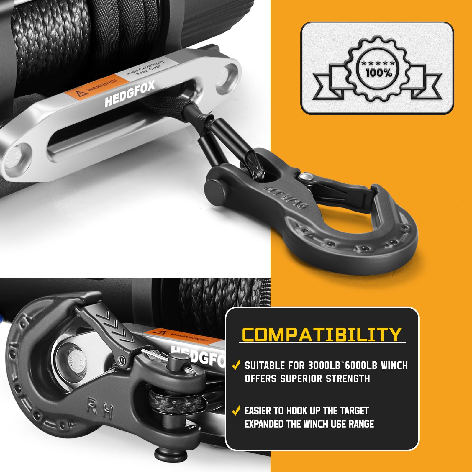 ATV UTV Winch Equipment HEDGFOX 5/16 Safety Winch Hook - 14,000lb Capacity For Off-Road Vehicles & Trailers 14 000 Lbs Capacity Winch Accessory