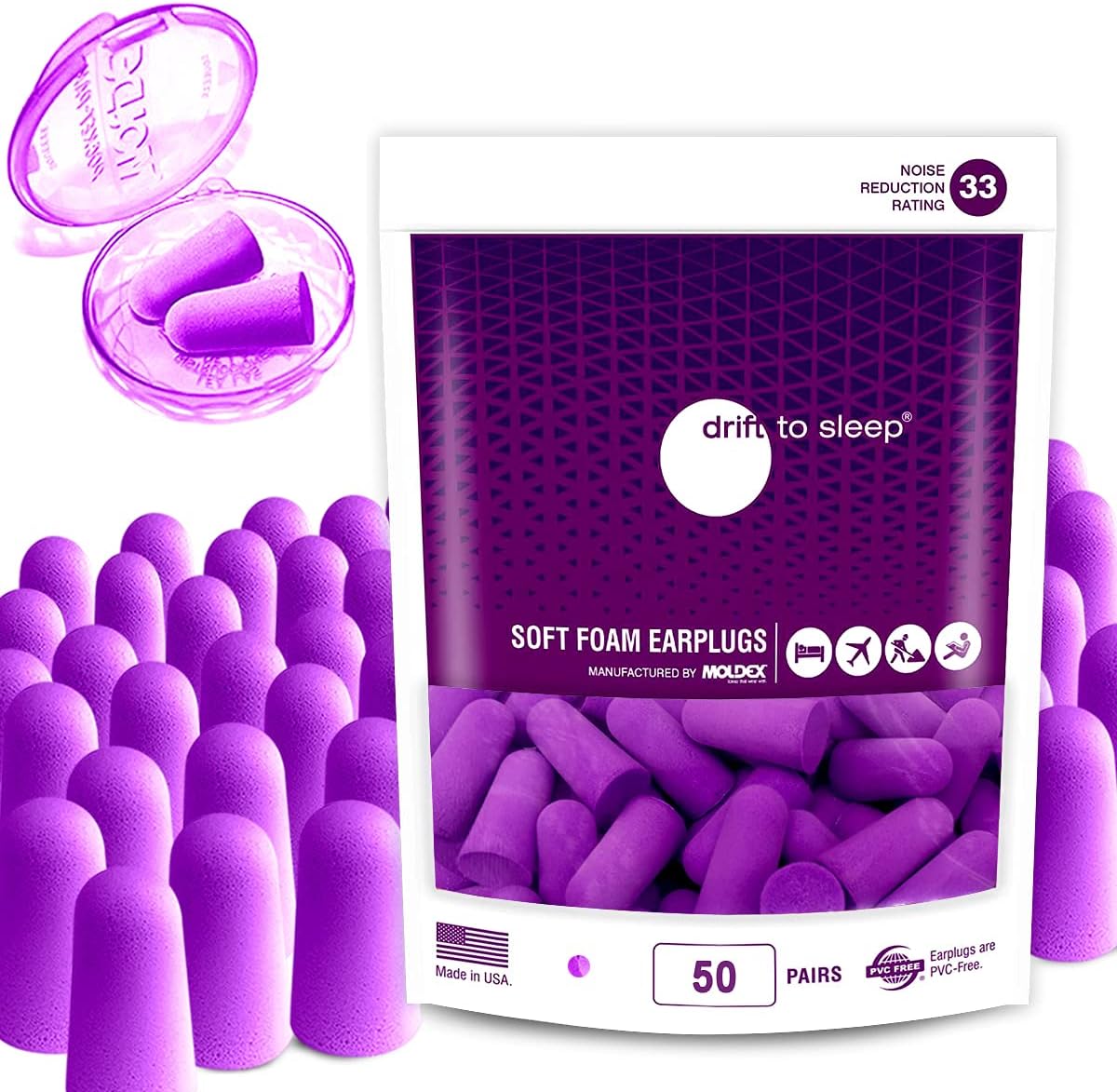 Flents Foam Ear Plugs, 50 Pair for Sleeping, Snoring, Loud