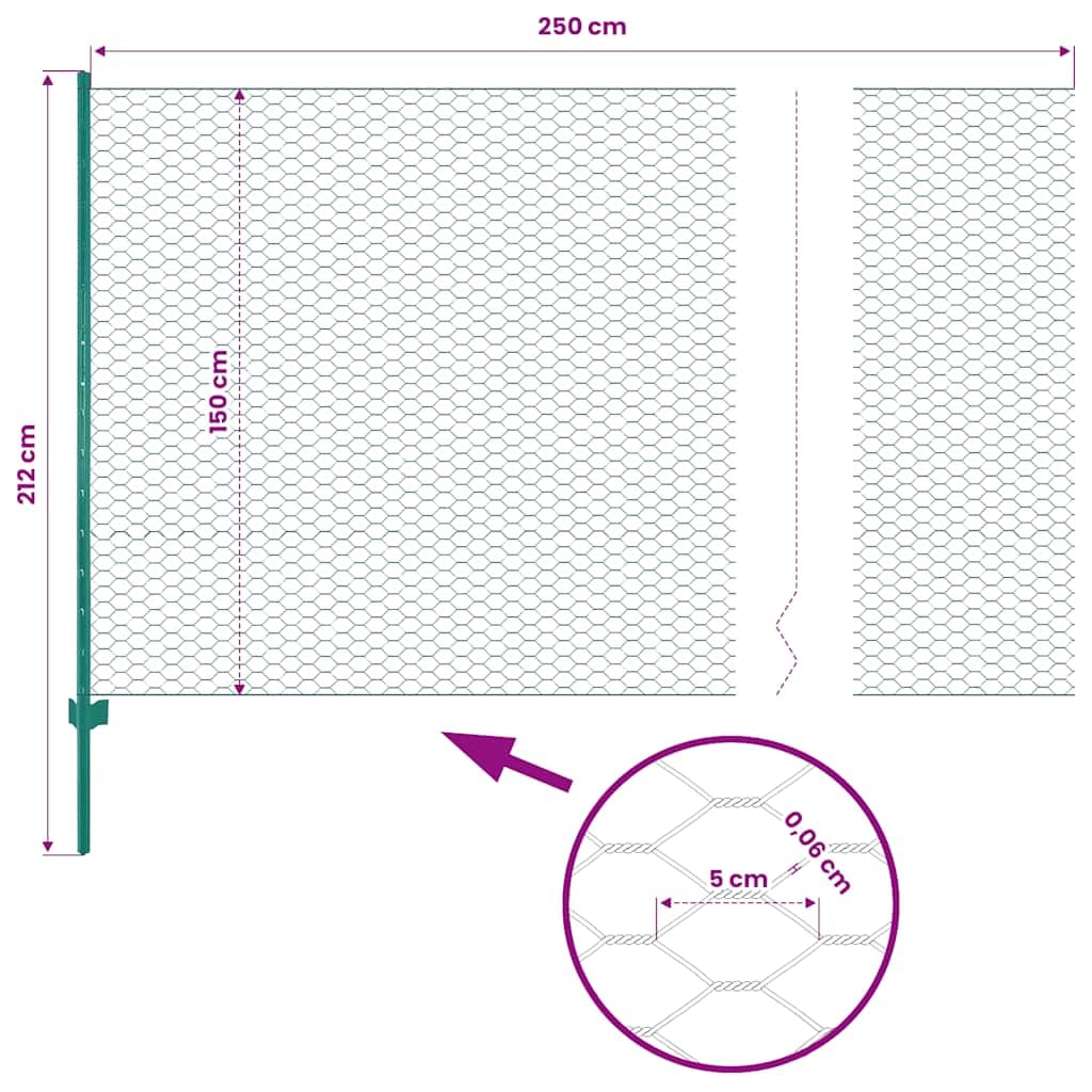 Valla de malla de alambre con postes de acero verde, 25 x 1,5 m, resistente a la intemperie, revestimiento de PVC, para jardín, valla de privacidad, para patio o terraza