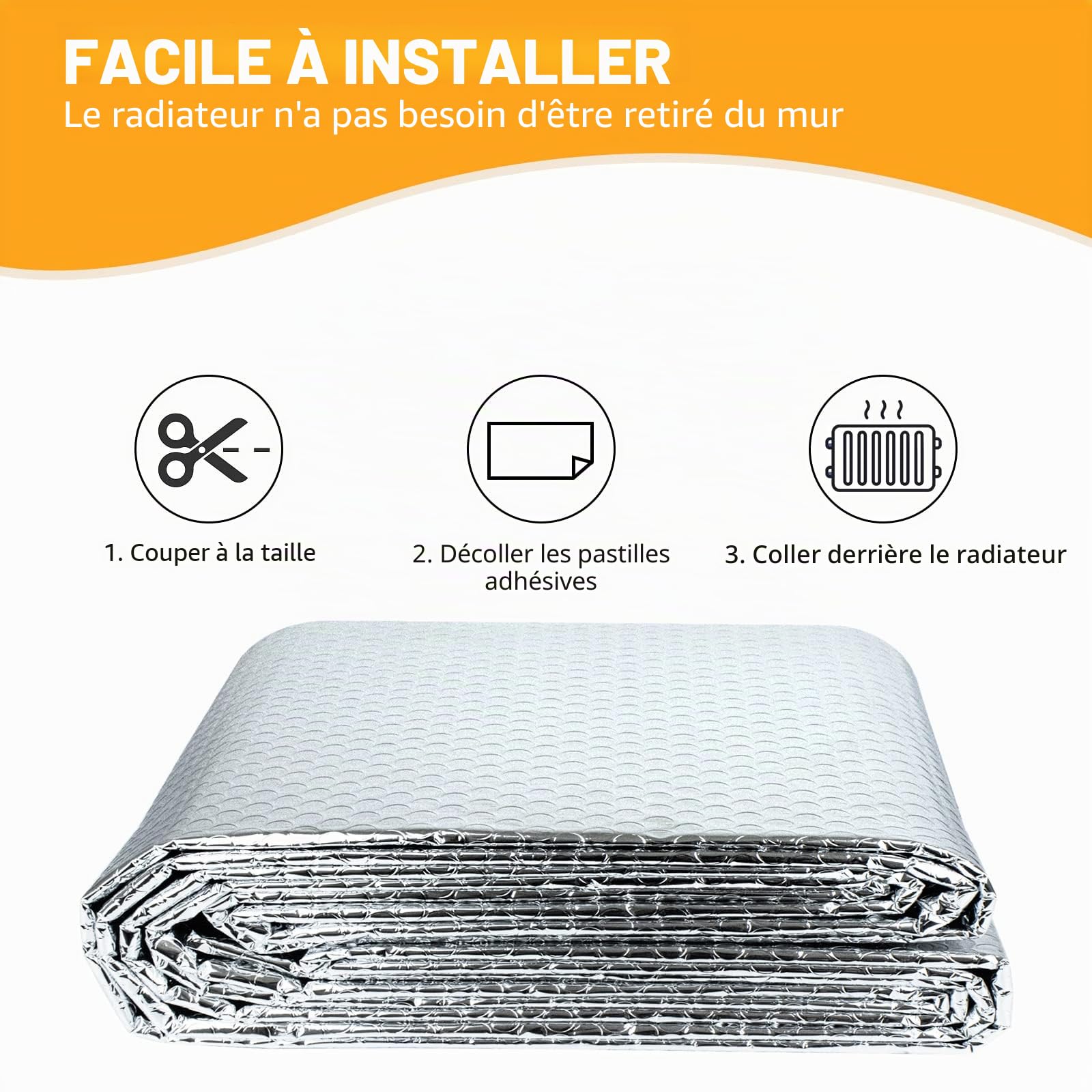 bonna Feuille Réflecteur de Radiateur - 5 m x 0,6 m x 3 mm - Film isolant - Film réfléchissant pour radiateur - Isolation derrière le radiateur