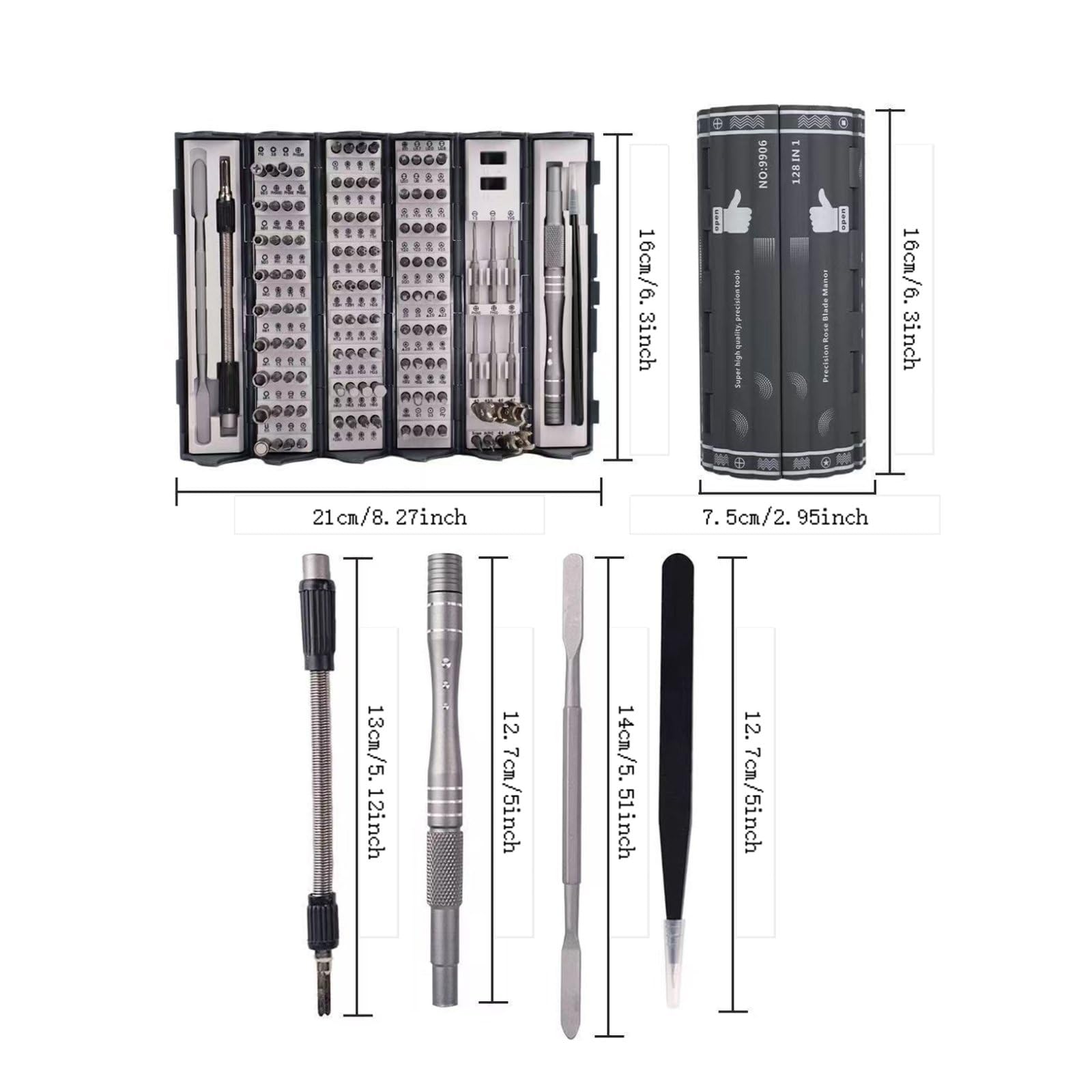 Cacciavite di Precisione Kit Strumenti per Riparazione Elettronica con Inserti Intercambiabili S2 E Prolunga Flessibile con Organizzatore a Rotolo