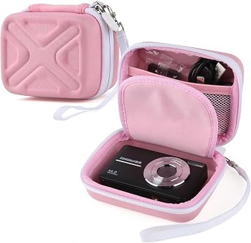 Digital Camera Case for AbergBest 21 Mega Pixels 2.7" LCD Rechargeable HD/Kodak Pixpro/Canon PowerShot ELPH 180/190/Sony DSCW800/DSCW830 Cameras, Travel Carrying Protective Case for Camera- Pink