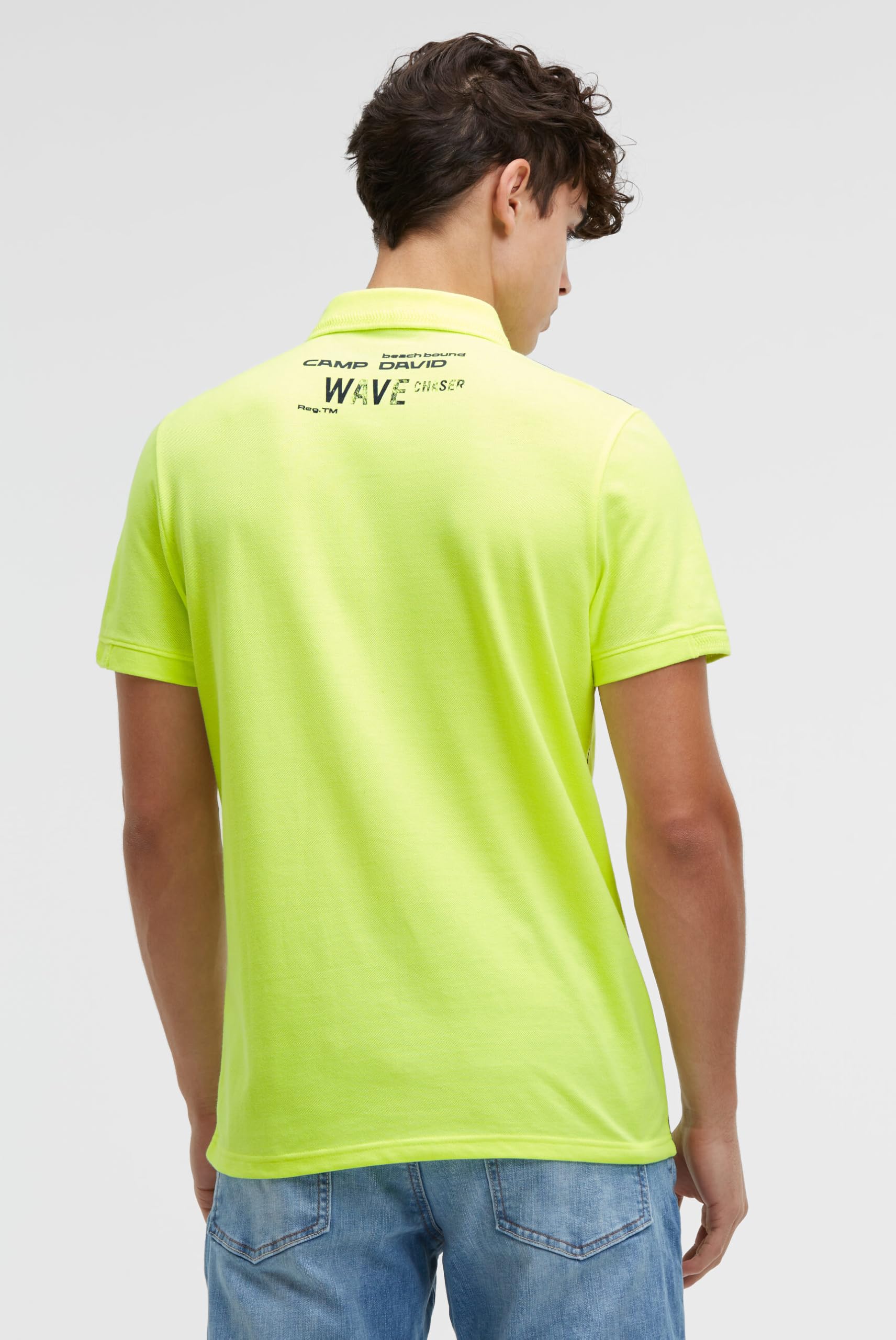 Camp David Herren Pikee-Polo Kurzarm mit Rubber Prints