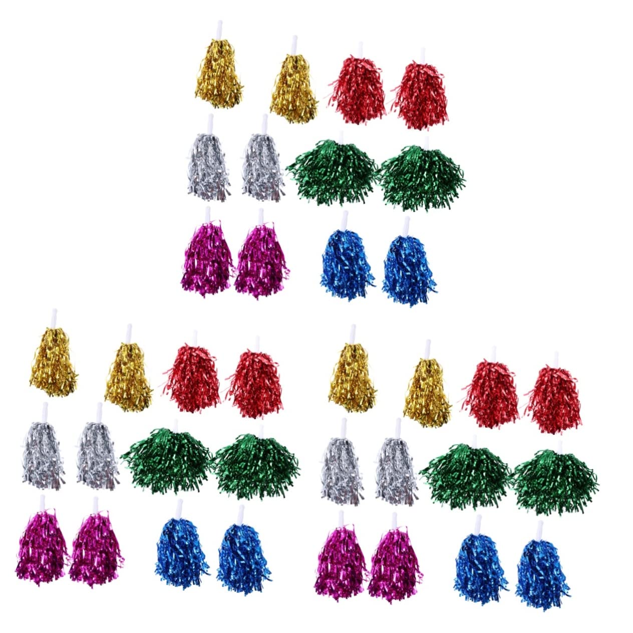 Toddmomy 36 Pièces Esprit D'équipe Pompons De Pom-Pom Girl Pompons Bleus Et Or Cheerleading Pompons Rouges Et Blancs Pompons és Cheer Poms Pom Pom Métal Enfant Fleur De La Main