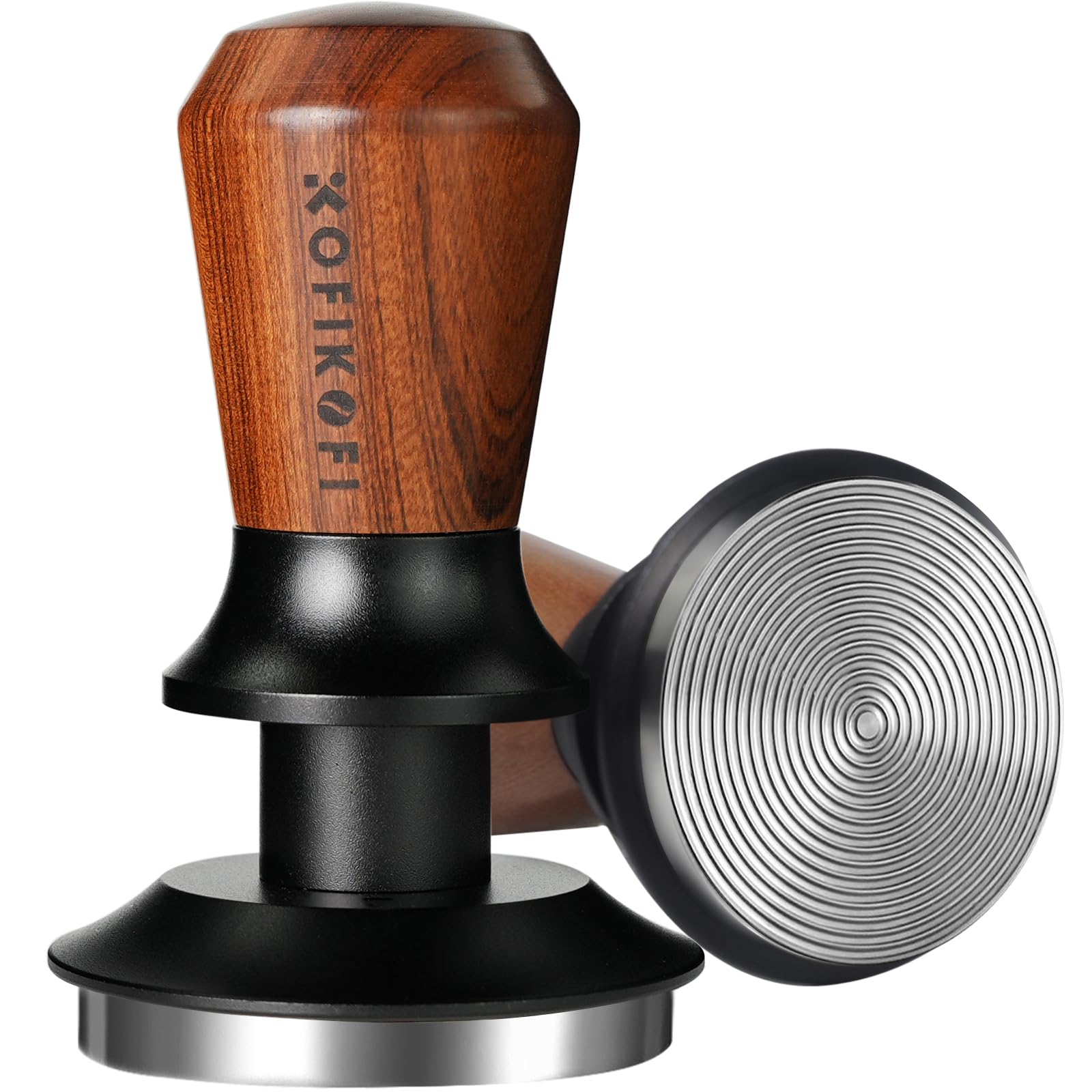 KOFIKOFI 51mm Kaffee Tamper mit Base Ripple Doppelfeder 30lbs Anpressdruck Espresso Tamper 304 Edelstahl kaffeestampfer Espresso Zubehör für Cafés und Kaffeeliebhaber