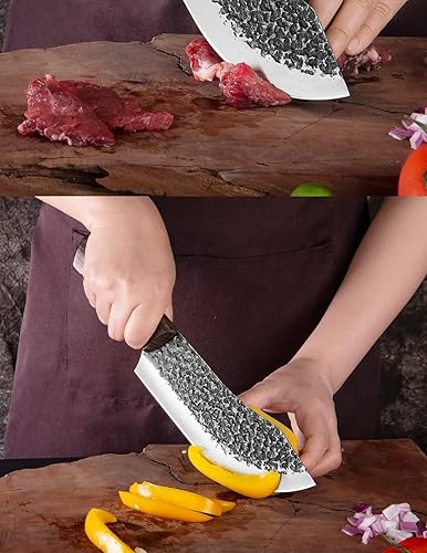 Miniatura 7 de Cuchillo de corte de carne de chef de 7 pulgadas, hecho a mano, forjado, carnicero, carne, deshuesado, filete de pescado, cuchillos de cocina, acero