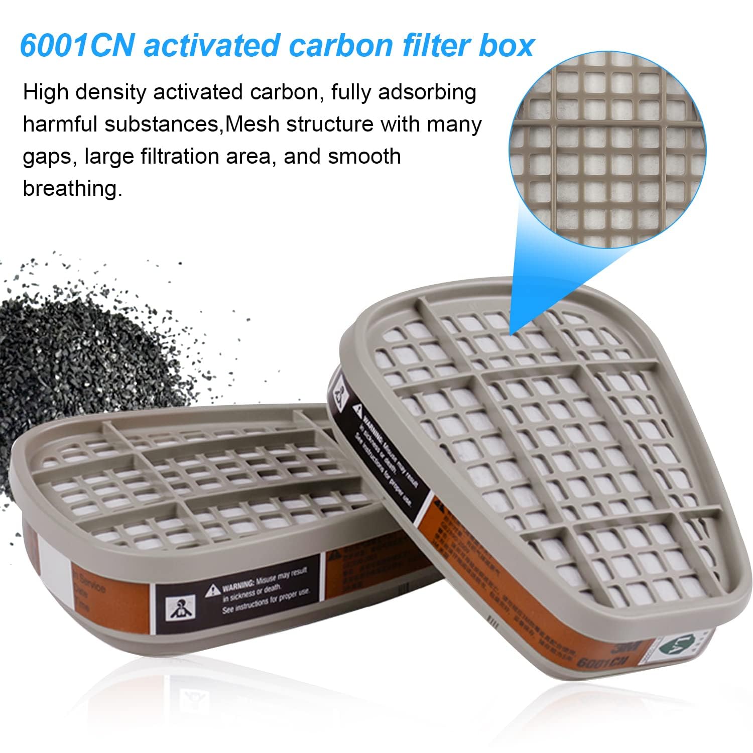 Kit d'Accessoires Filtrants 6001 pour une Protection Faciale Optimale - Filtre Respiratoire avec 80 Cotons Filtrants, 4 Cartouches Filtrantes et 4 Couvercles - Compatible avec 6001/6200/7501/7502/6800