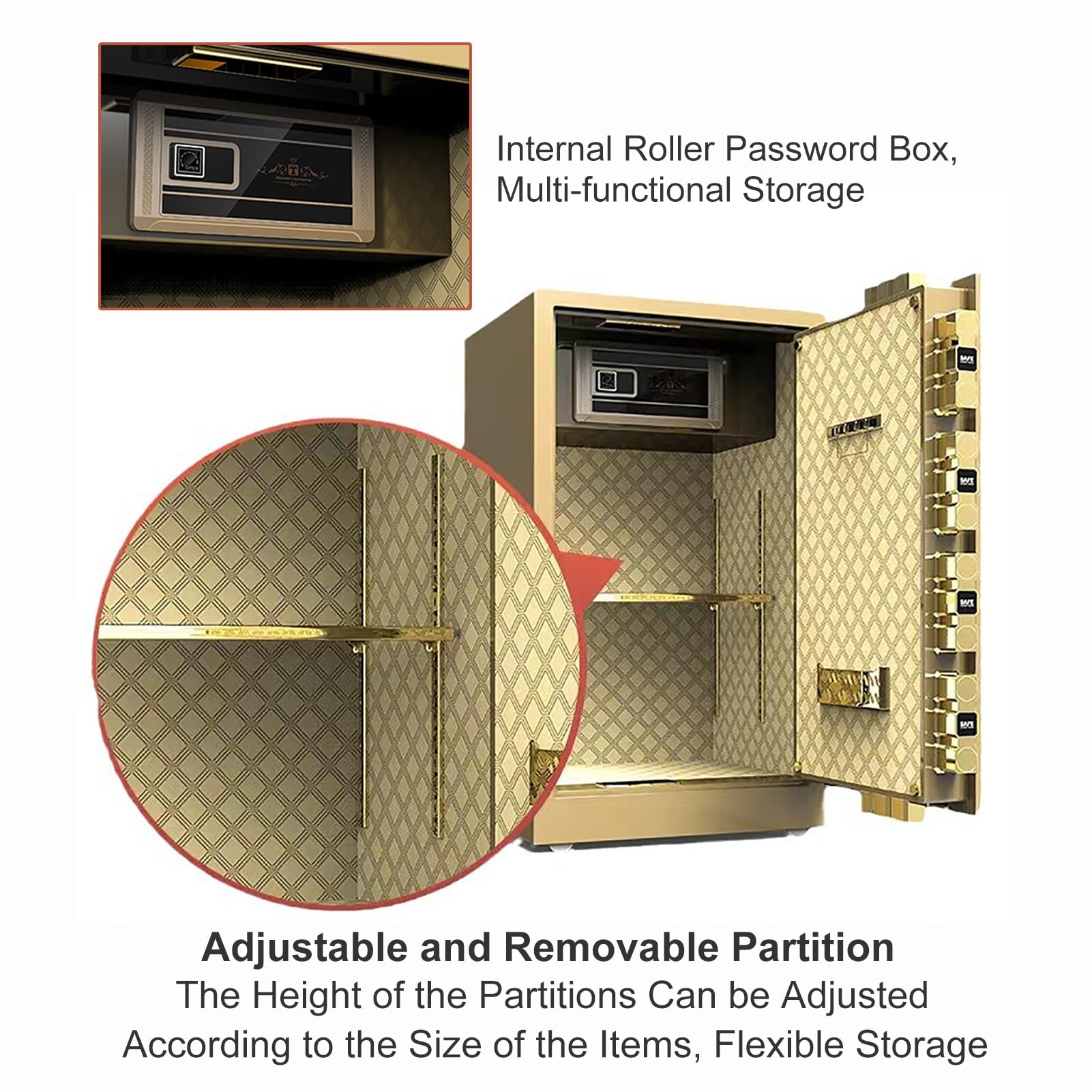 Caja de seguridad biométrica digital ignífuga para el hogar, oficina, hotel, protección de dinero, documentos, joyas, armas y municiones