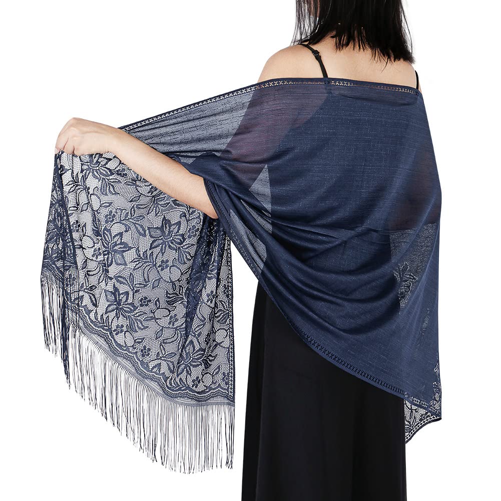 LadieryWomen's Shawls and Wraps Lace Scarf with Fringe for Bridesmaid Party Prom Wedding Christmas Dresses
