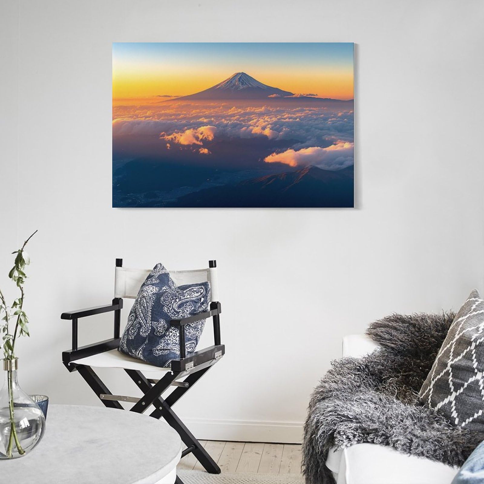 Amazon.co.jp: 絵画 富士山に漂う夕焼け雲と霧 アートパネル ポスター