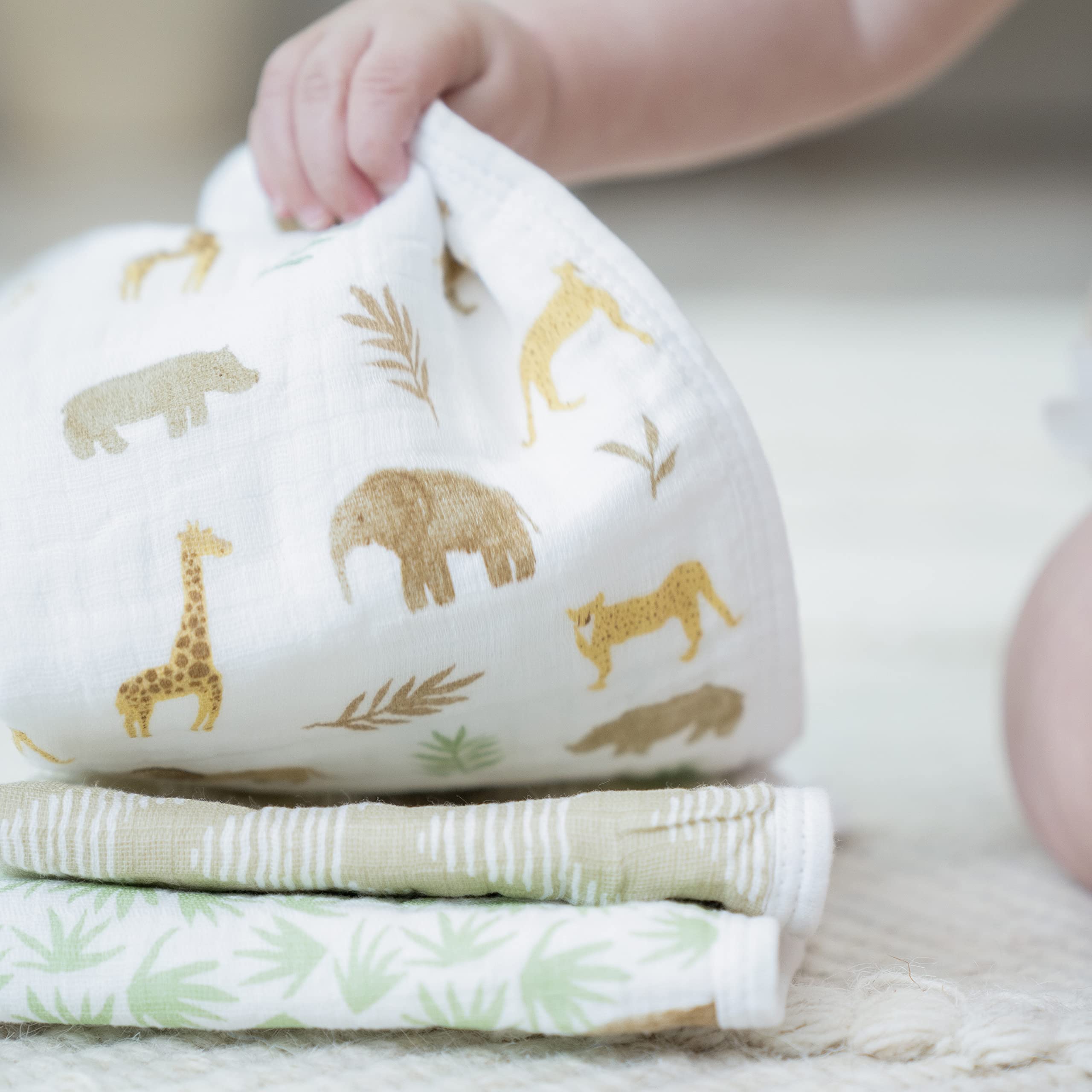 aden + anais essentials Washcloth Set, Super Soft 100% Cotton Muslin, 27.5x27.5cm, 3 Pack, tanzania, (AD148) - Image 3