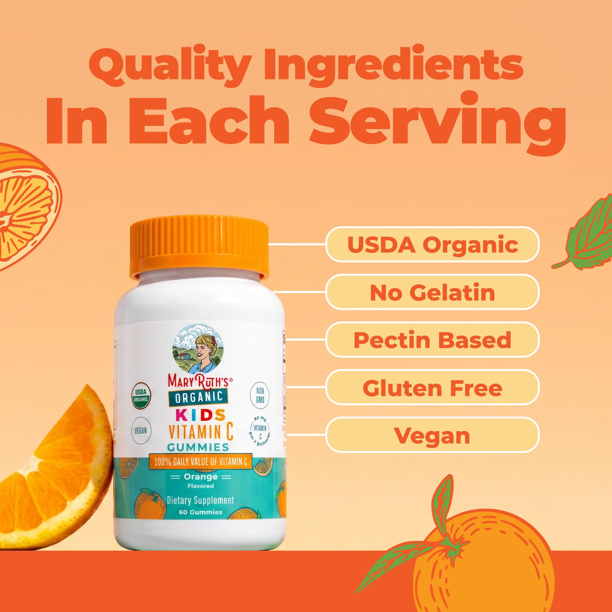 MARYRUTH'S Kids Vitamin C Gummies, 60 Servings, Immune Support Supplement — Amazon image 6