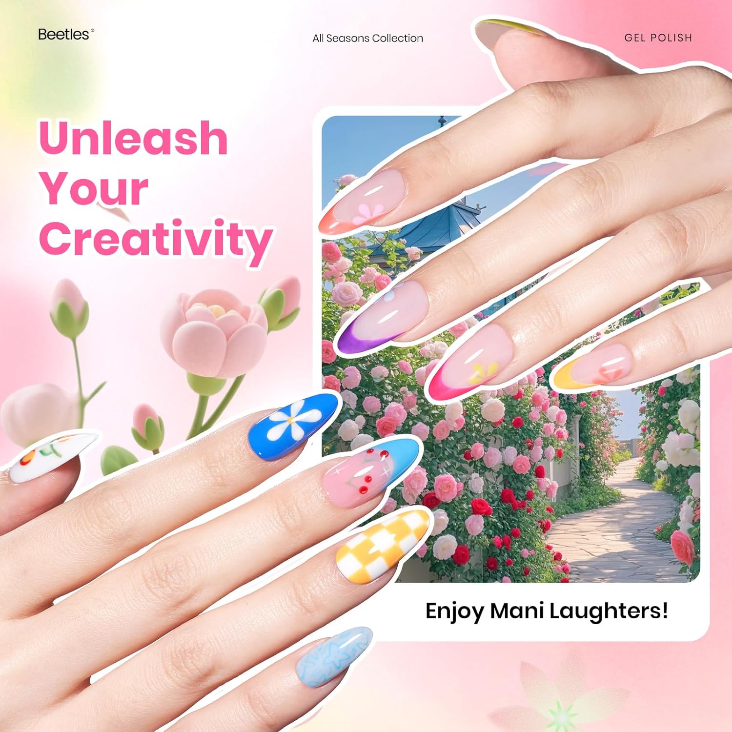 Beetles Neon Gel Polish Set - 36 Colors Dewdrop Flora Gel Nail Kit Spring Jelly Pink Milky White Yellow Purple Green Natural Classic Color Set Soak Off UV LED Home Salon Summer Gift for Women
