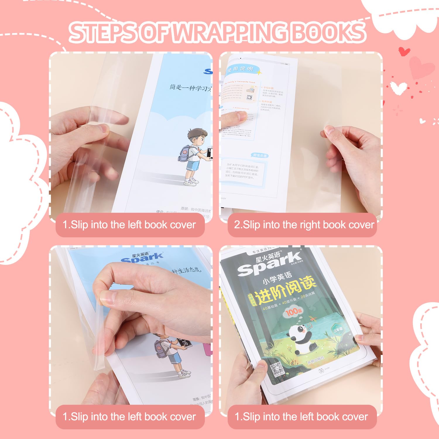 6 Protège Cahiers Transparents PVC - Autoadhésifs 26.3x19 Cm - Protection Livres Contre L'Usure