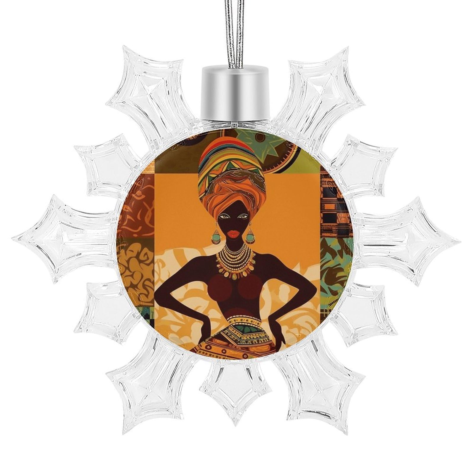 African Woman Snowflake Decorations, Winter Snowflake Ornaments Christmas Party Decorations Christmas Tree Decorations for Xmas Tree Winter New Year Party Supplies