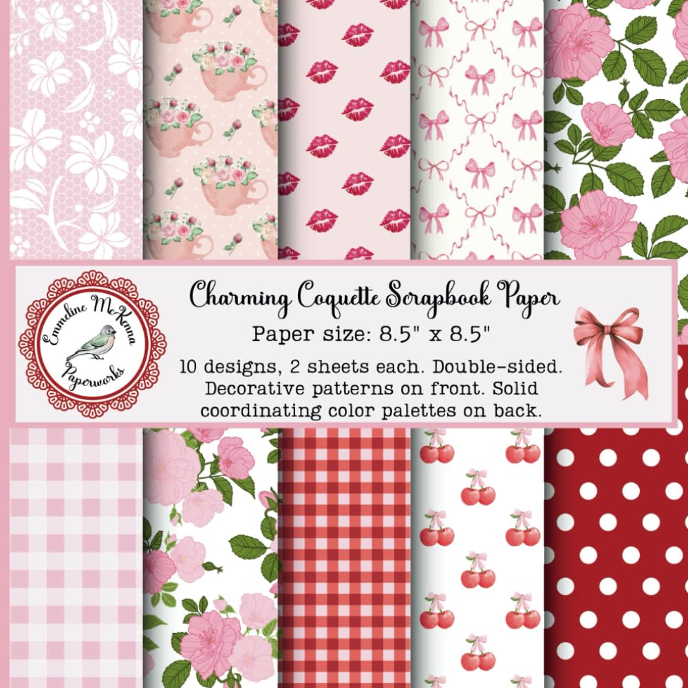 Charming Coquette Patterned Scrapbook Paper: Floral Scrapbooking Paper, Lace, Cherries, Dots, Bows, Teacups, Gingham Patterns, Double Sided for ... Origami, Art Journal, Gift Decorating)