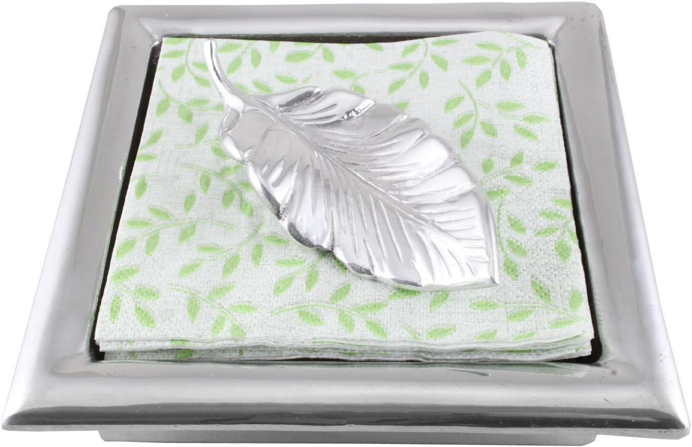 VIVAZ Rondele Napkin Box Set, Leaf, Recycled Aluminum