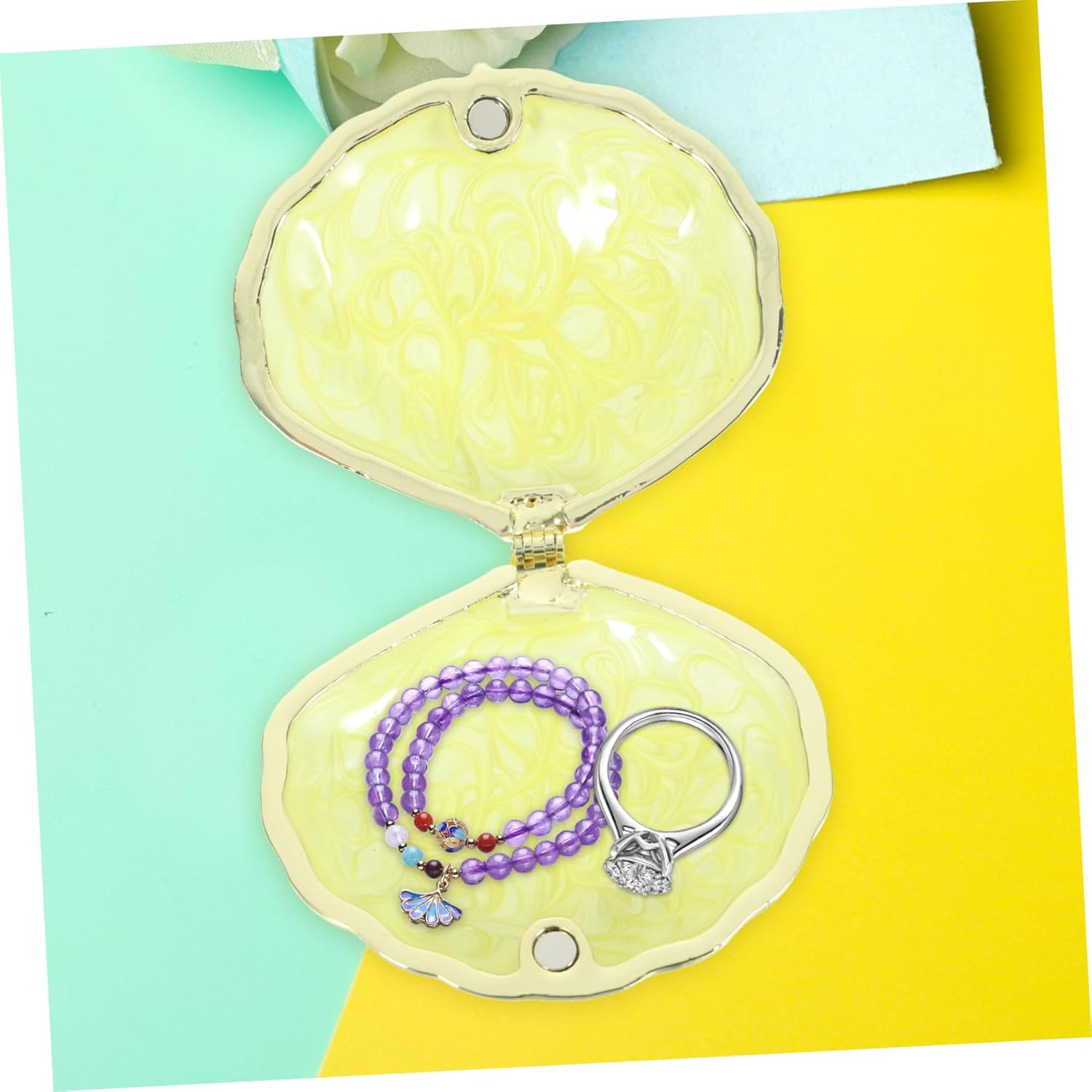 EXCEART Shell Jewelry Box, Shell Trinket Box, Earring Necklace Ring Organizer, Shaped Earring Holder, Shape, Decorative Ocean Beach Animal Trinket Jewelry