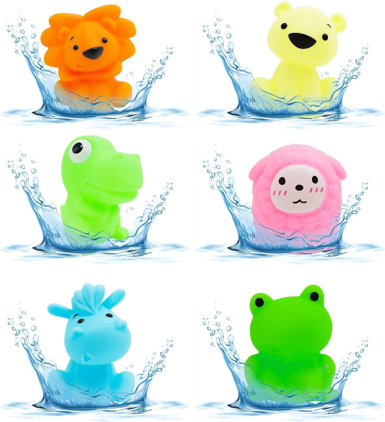 Cuackamily 6 PCS Juguete Baño Bebe, Juguetes para Bañera de Niños Pequeños, Juguetes Piscina Bebe Tiernos Animales Marinos Juguetes para Niños de 1-5