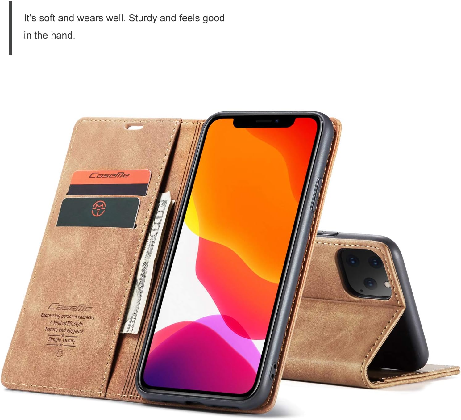 SINIANL iPhone 11 Wallet Case iPhone 11 Leather Case, Book Folding Flip Case with Kickstand Credit Card Slot Magnetic Closure Protective Cover for Apple iPhone 11 2019 6.1 inch - Brown